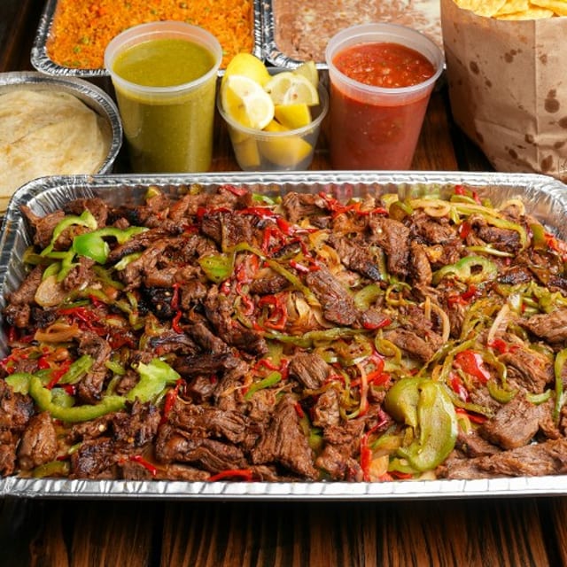 Half Tray Steak Fajitas with Tortillas.
